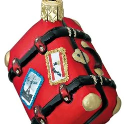 Inge Glass Lucky Red Suitcase Ornament Christmas
