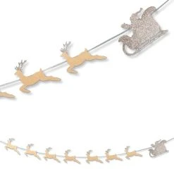 Bethany Lowe Santa & Reindeer Garland Platinum