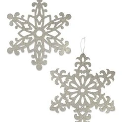 Bethany Lowe Large Platinum Glittered Snowflakes, 15"