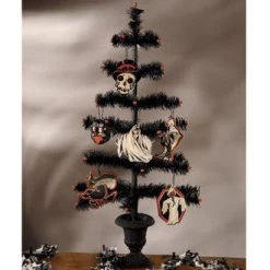 The Holiday Barn Bethany Lowe Black Feather Tree In Urn