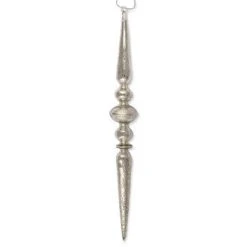 Bethany Lowe Antique Silver Glass Icicle Finial Ornament - 13.5"