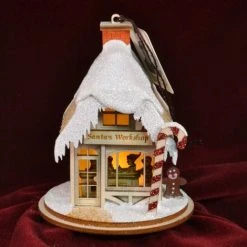 Ginger Cottages Santas Workshop Balsa Wood Ornament Christmas