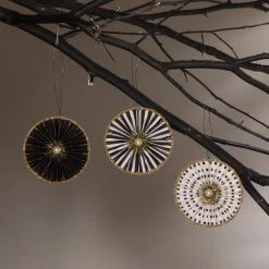 Bethany Lowe New! Black & White Rosette Ornaments