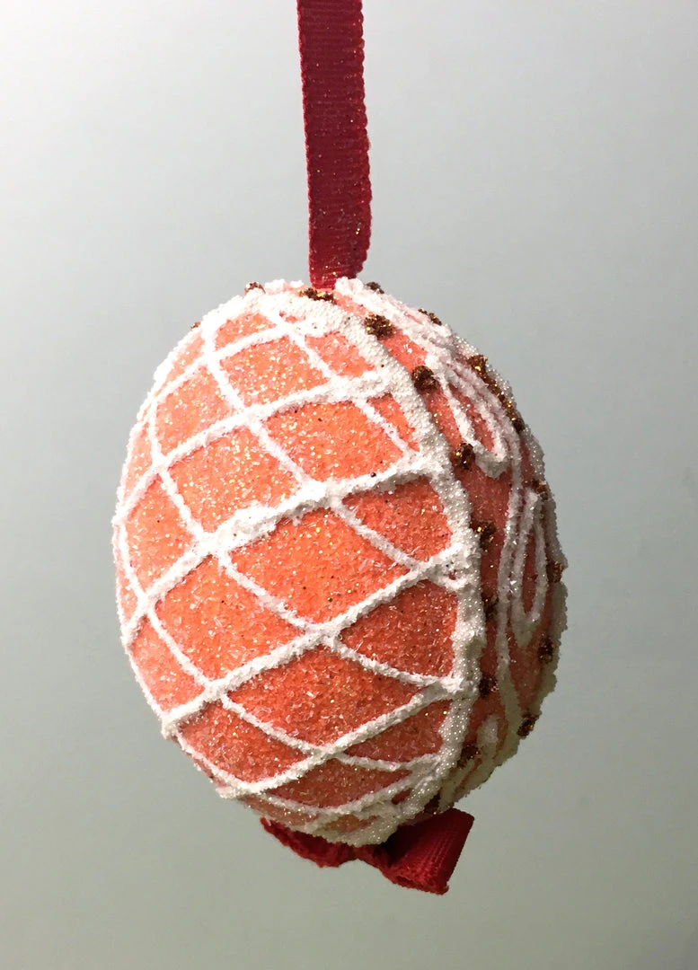 TheHolidayBarn.com Apricot Sugar Lattice Egg Ornament