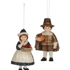 New! Bethany Lowe Thanksgiving Pilgrim Children Ornaments