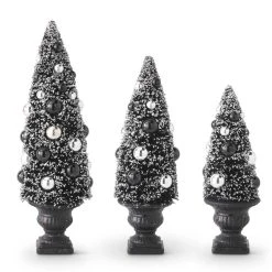TheHolidayBarn.com Black & Silver Bottle Brush Trees In Urns