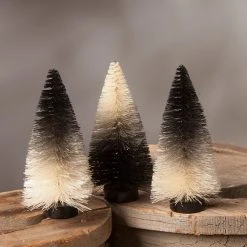 Bethany Lowe New! Black & White Ombre Mini Bottle Brush Trees