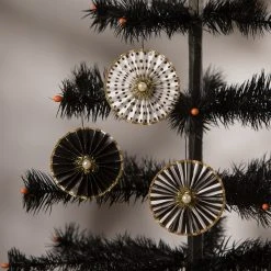 Bethany Lowe New! Black & White Rosette Ornaments