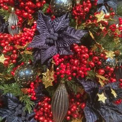 Napco Crabapple Spray, Metallic Red Sparkle Christmas