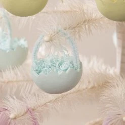 Bethany Lowe Blue Cracked Egg Basket Ornaments, Set Of 6 New!