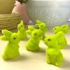 TheHolidayBarn.com Bright Green Flocked Bunny Rabbits, Small New!