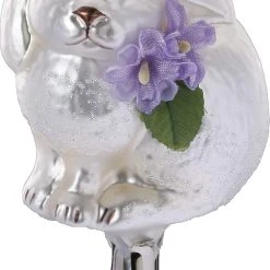 Inge Glass White Bunny Rabbit Clip Ornament New!