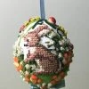 TheHolidayBarn.com Needlepoint Bunny Egg Ornament, Blue New!