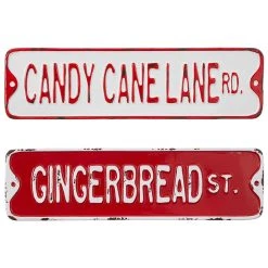 Raz Candy Cane Lane And Gingerbread Street Signs