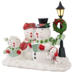 Raz Caroling Snowmen With Lighted Lamppost New!