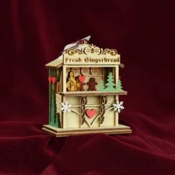 Ginger Cottages Gingerbread Market Wood Ornament New!