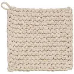 TheHolidayBarn.com Chunky Knit Cotton Potholders, Natural