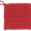 TheHolidayBarn.com New! Chunky Knit Cotton Potholders, Red