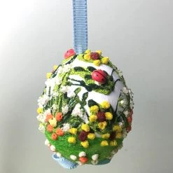 TheHolidayBarn.com Needlepoint Bunny Egg Ornament, Blue New!