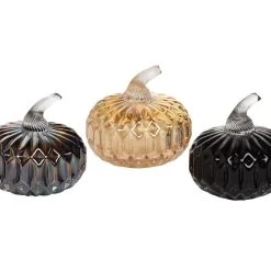 TheHolidayBarn.com Diamond Pattern Glass Pumpkins New!
