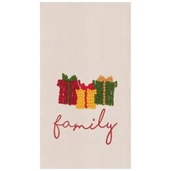 TheHolidayBarn.com "Family" Christmas Gifts Flour Sack Kitchen Towel New!