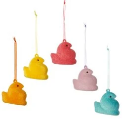 TheHolidayBarn.com Colorful Flocked Peeps Ornaments New!