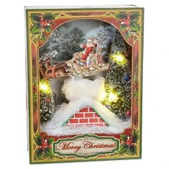 Raz New! Flying Santa Lighted Shadowbox