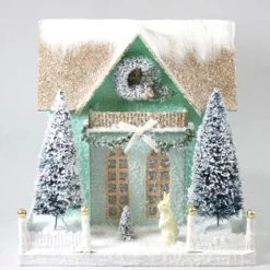 Cody Foster Frosty Cottage With Bunny Putz House New!