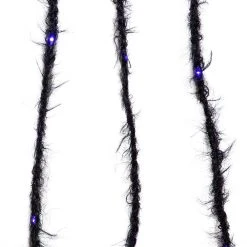 Kurt Adler Fuzzy Black Garland With Purple Lights New!