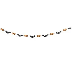 Bethany Lowe Glittered Bat & Orange Ball Garland New!