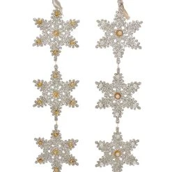 Kurt Adler Vintage Glamour Glitter Snowflake Danglers Christmas
