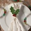 Bethany Lowe Glittered Holly Leaf Napkin Ring New!