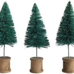 Creative Co-Op Green Bottle Brush Trees With Spool Base