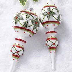 Raz Holly Finial Ornaments New!