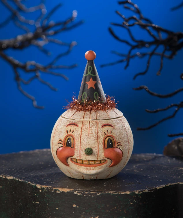 Bethany Lowe Jackie White-O-Ween Pumpkin Jar New!