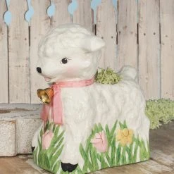 Bethany Lowe Retro Lamb Bucket, Paper Mache