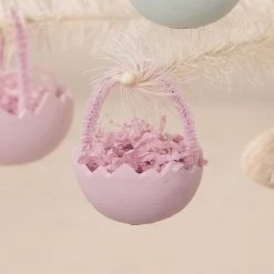 Bethany Lowe New! Lavender Cracked Egg Basket Ornaments, Set Of 6