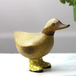 Dcuk Wooden Duck With Yellow Welly Boots, Small