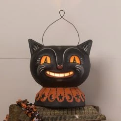 Bethany Lowe New! Magic Catty Jack Lantern, Paper Mache