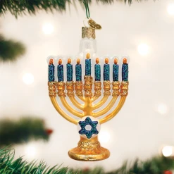 Old World Christmas Menorah Glass Ornament
