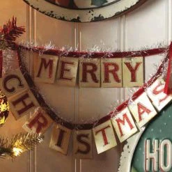 Raz New! Vintage Merry Christmas Banner