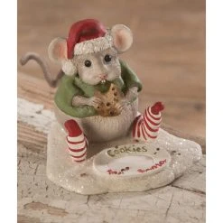 Bethany Lowe New! Nibbles Mouse With Cookie For Santa Figurine