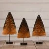 Bethany Lowe Orange Bottle Brush Trees With Black Glitter