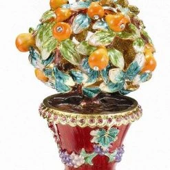 TheHolidayBarn.com New! Partridge In A Pear Tree Enameled Trinket Box