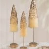 Bethany Lowe Peaceful Gold Glitter Bottle Brush Trees