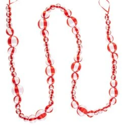 Raz Peppermint Ball Garland, Satin Silk Wrap