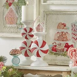 Raz Peppermint Candy Candle Holders