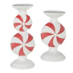 Raz Peppermint Candy Candle Holders