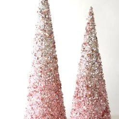Katherine's Collection Pink Pearl Encrusted Ombre Cone Trees New!