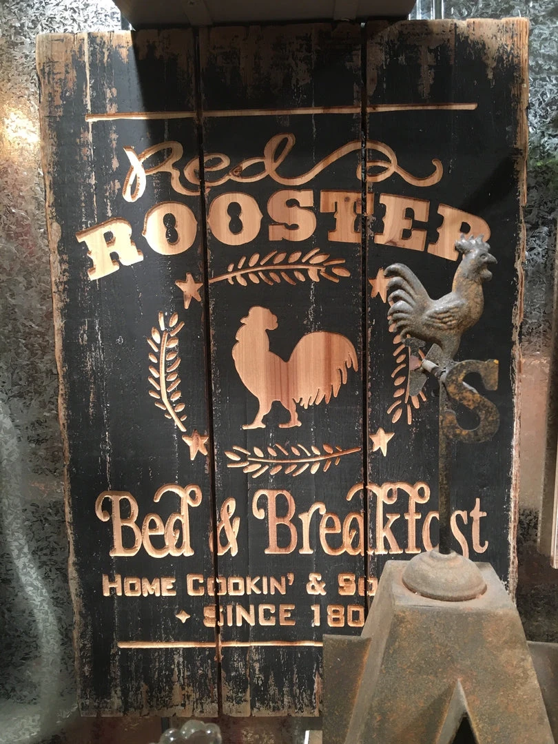 Audrey's Red Rooster Bed & Breakfast Sign, 30"